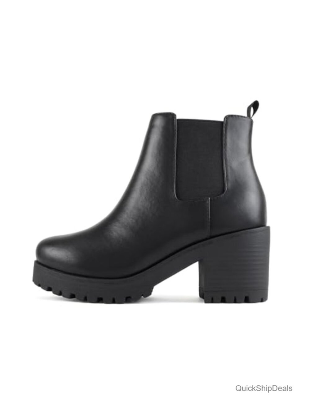 Women's Ankle Bootie with Chunky Heel & Lug Sole Platform - Picture 1 of 5